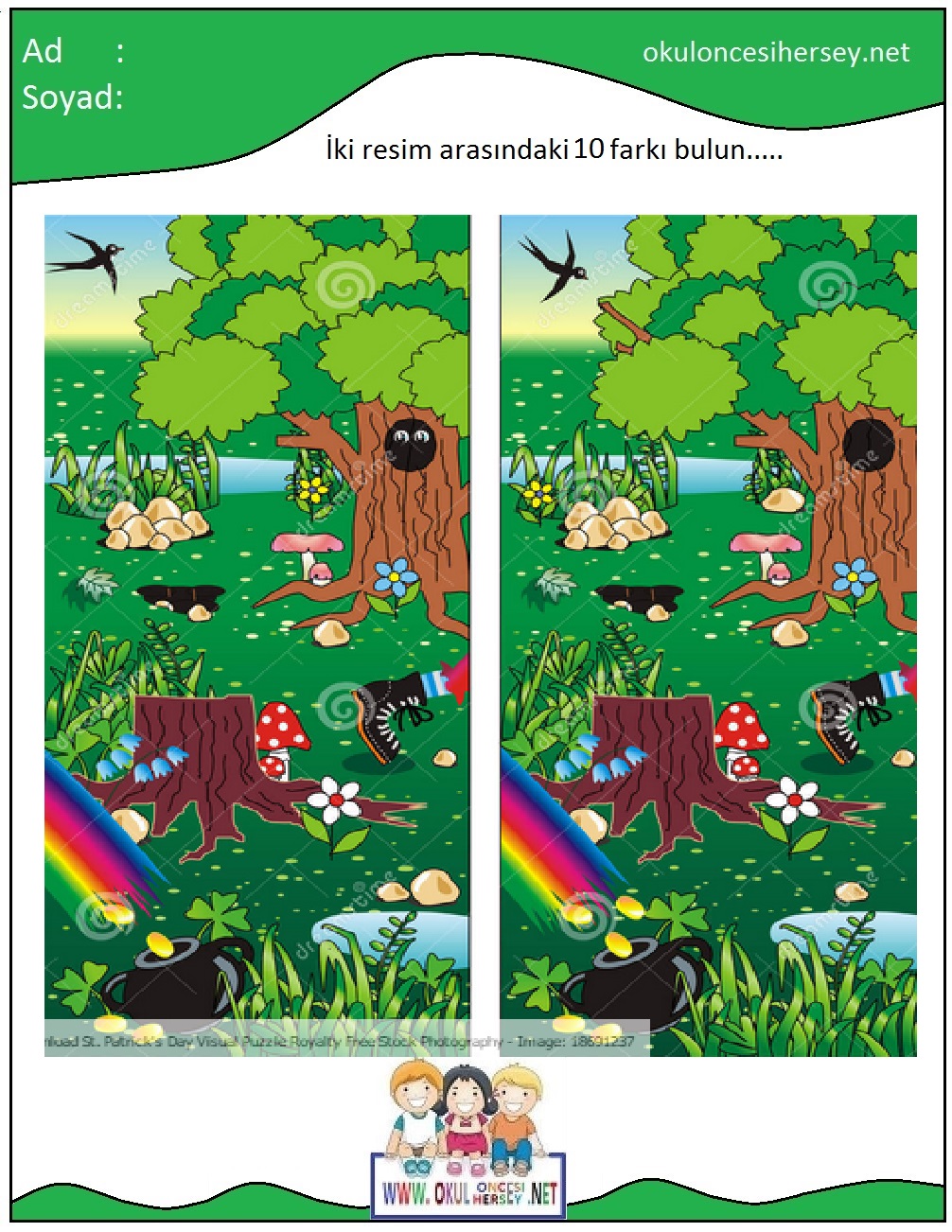 okul öncesi İki Resim Arasındaki Farkı Bul